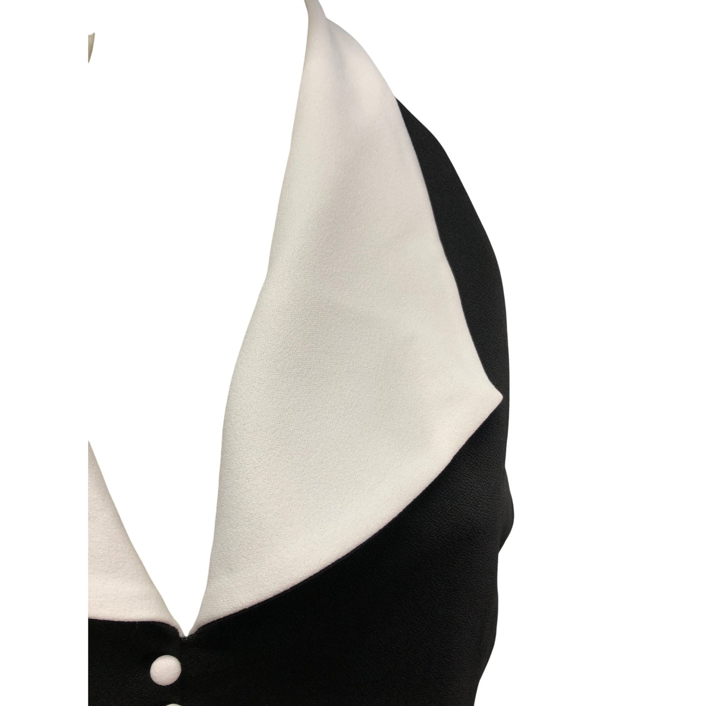 River Island Women's Black White Colour Block Sleeveless Top Size M Halter Neck