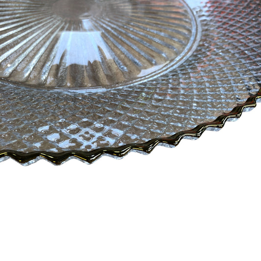 Elegant Glass Serving Platter With Gold Trim Decorative Tableware 13"