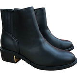 Wide Fit Ankle Boots Black Gold Heel Size 6