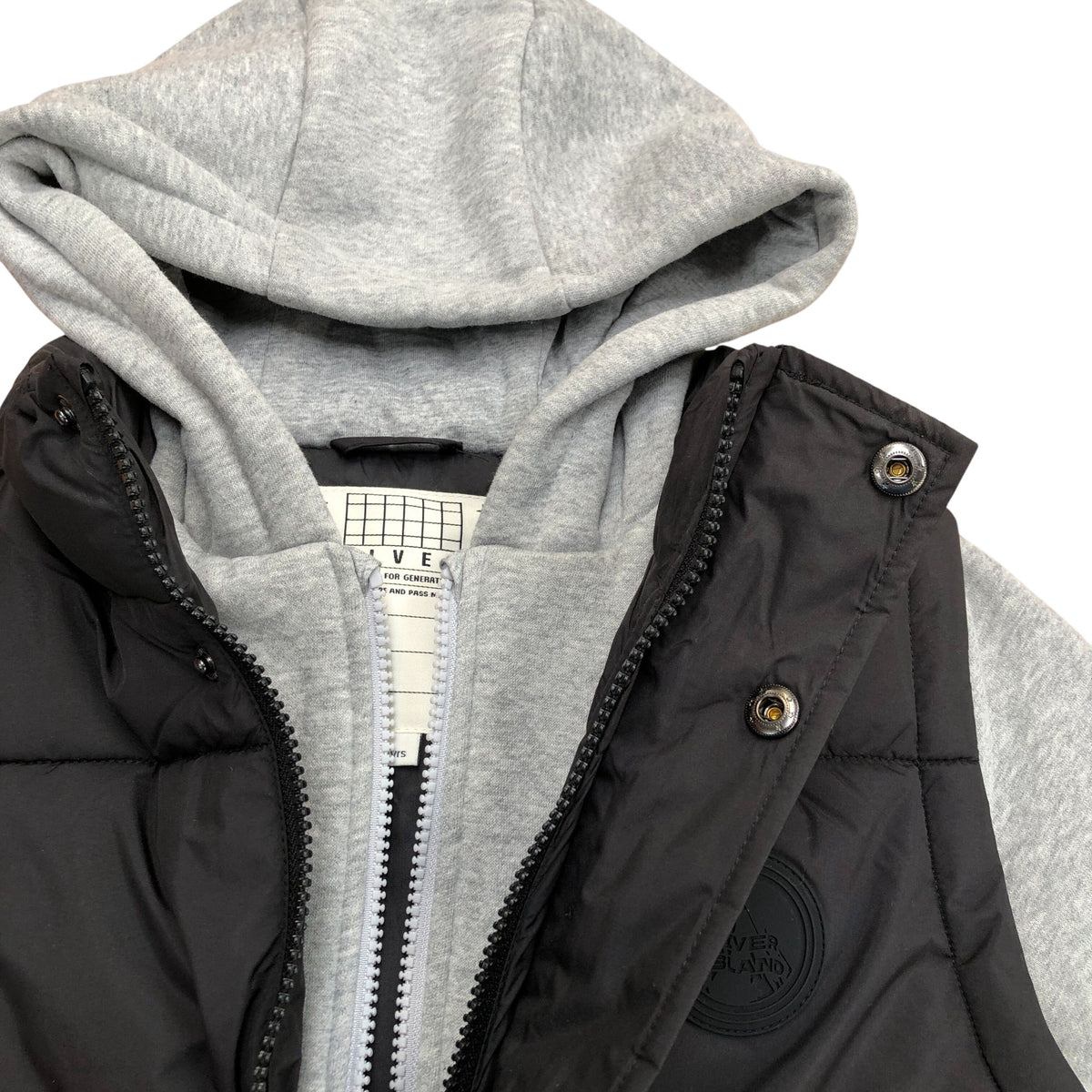 River Island Kids Puffer Hooded Gilet Jacket Black/Grey