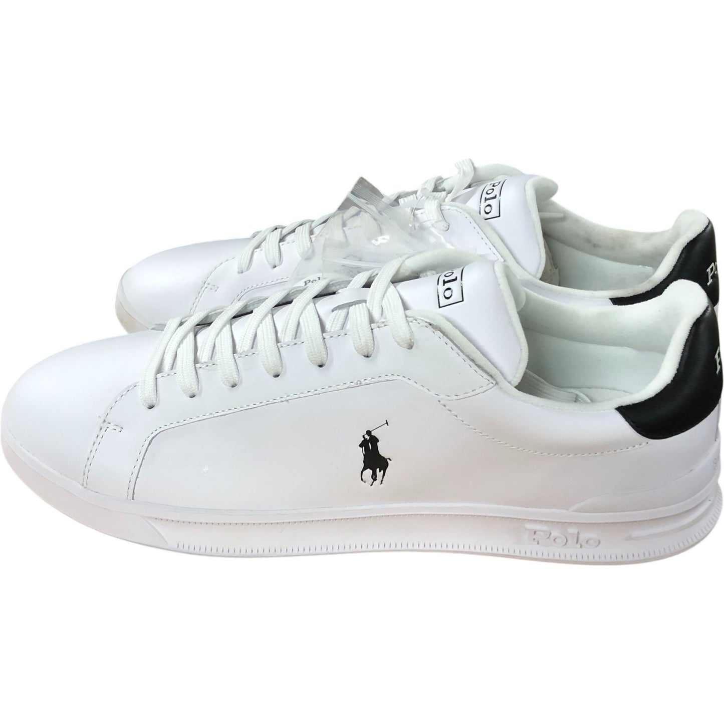 Polo Ralph Lauren Trainers UK12 Men’s Casual White Leather Upper Black Accents