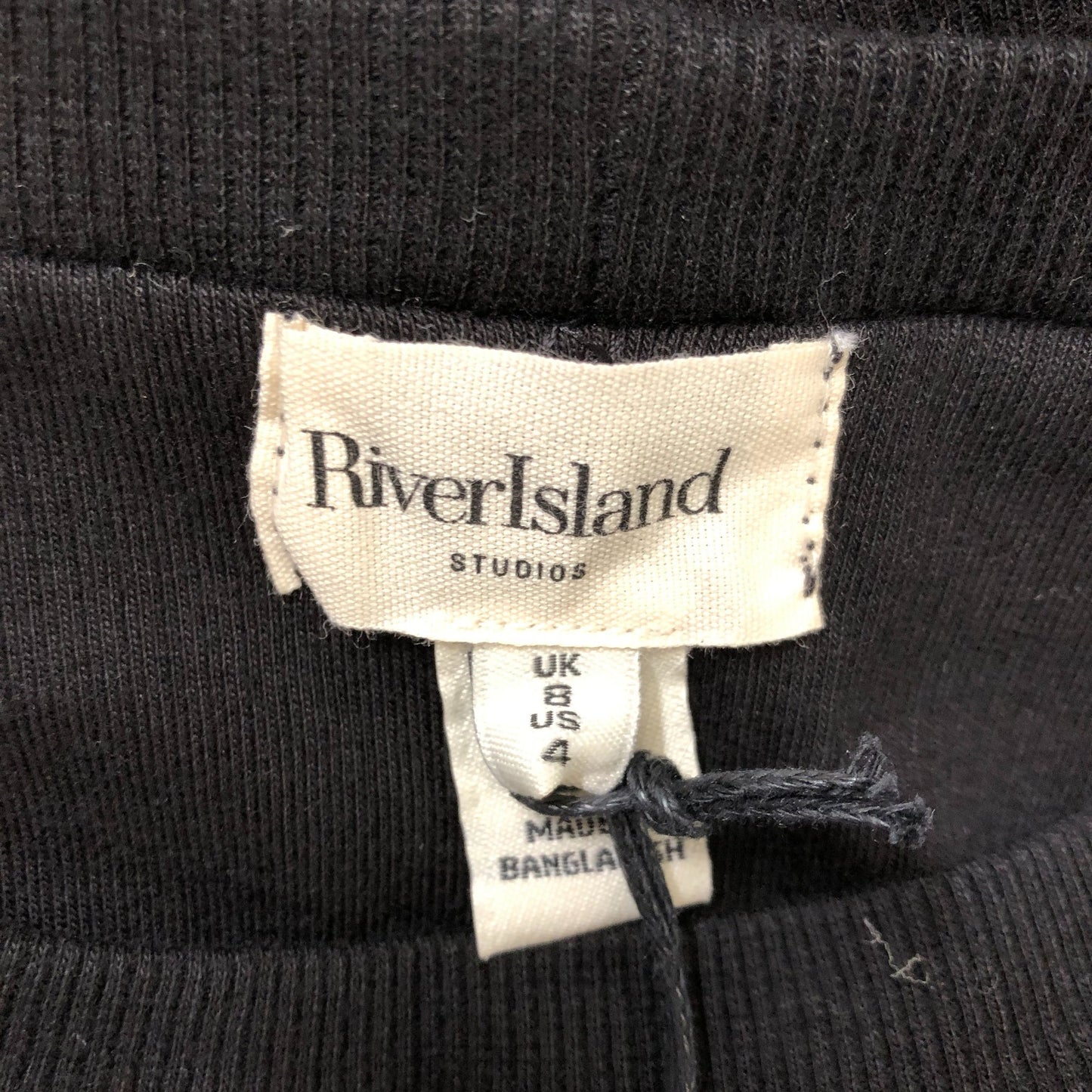 River Island Black Sleeveless Ribbed Top Size 8 Casual Stretchy Fashion