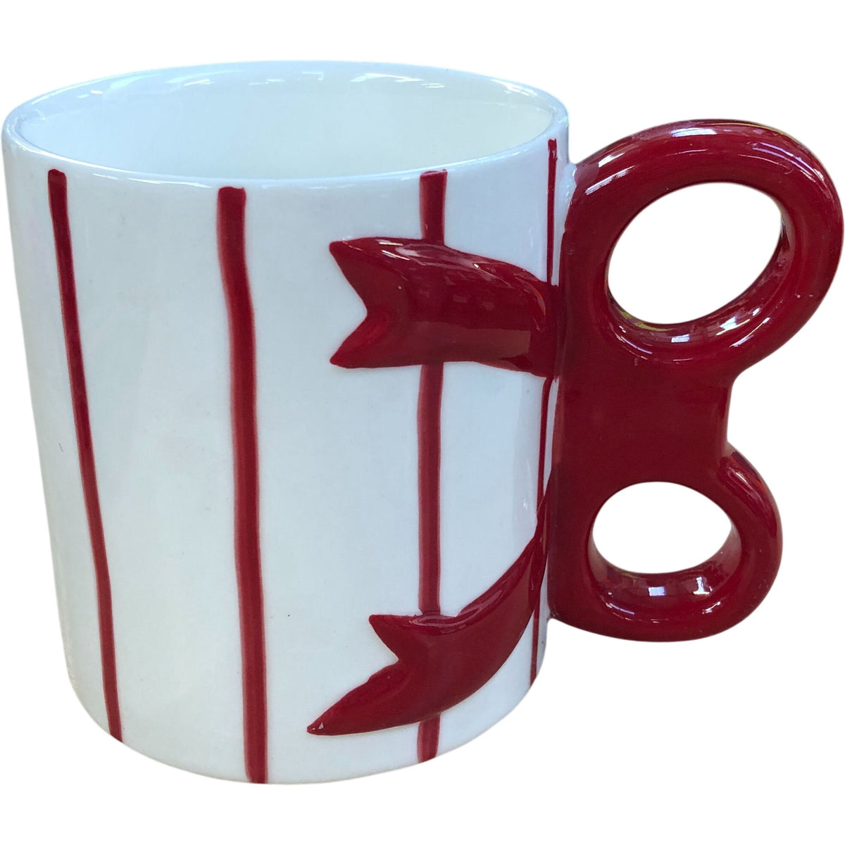 Festive Red & White Mug With Ribbon Handle