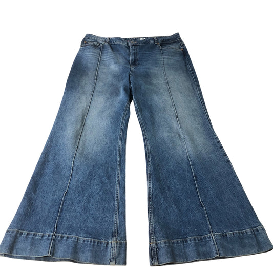 Branded Wide Leg Jeans UK18 Women's Blue Denim Flared Trousers Casual Fit