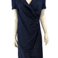 Formal Ladies Dress Navy Blue Short Sleeve Wrap Design UK Size 16 Smart Casual
