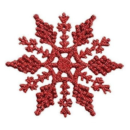 Red Pendant Snowflake Christmas Tree Decorations 12 Pack
