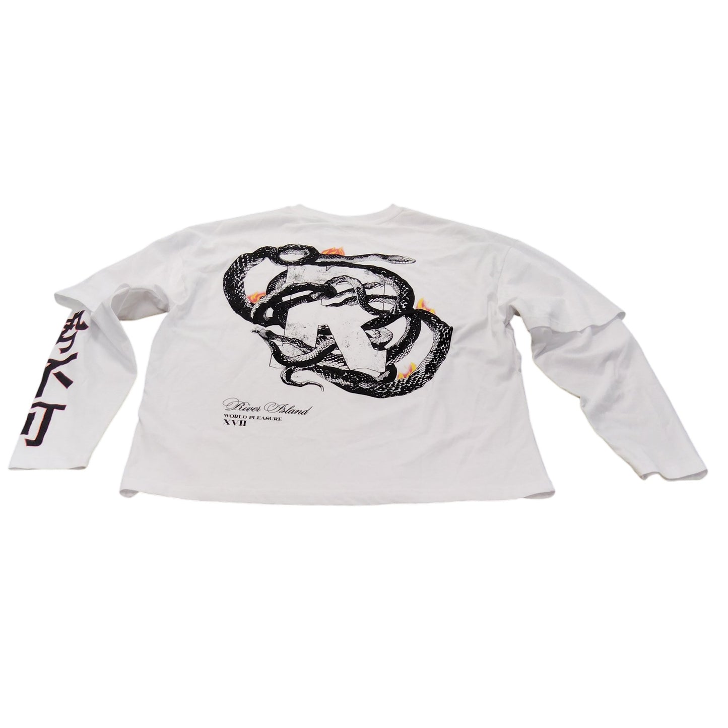 Rivers Island Long Sleeve Shirt UK M Women's Graphic Snake Print White Top