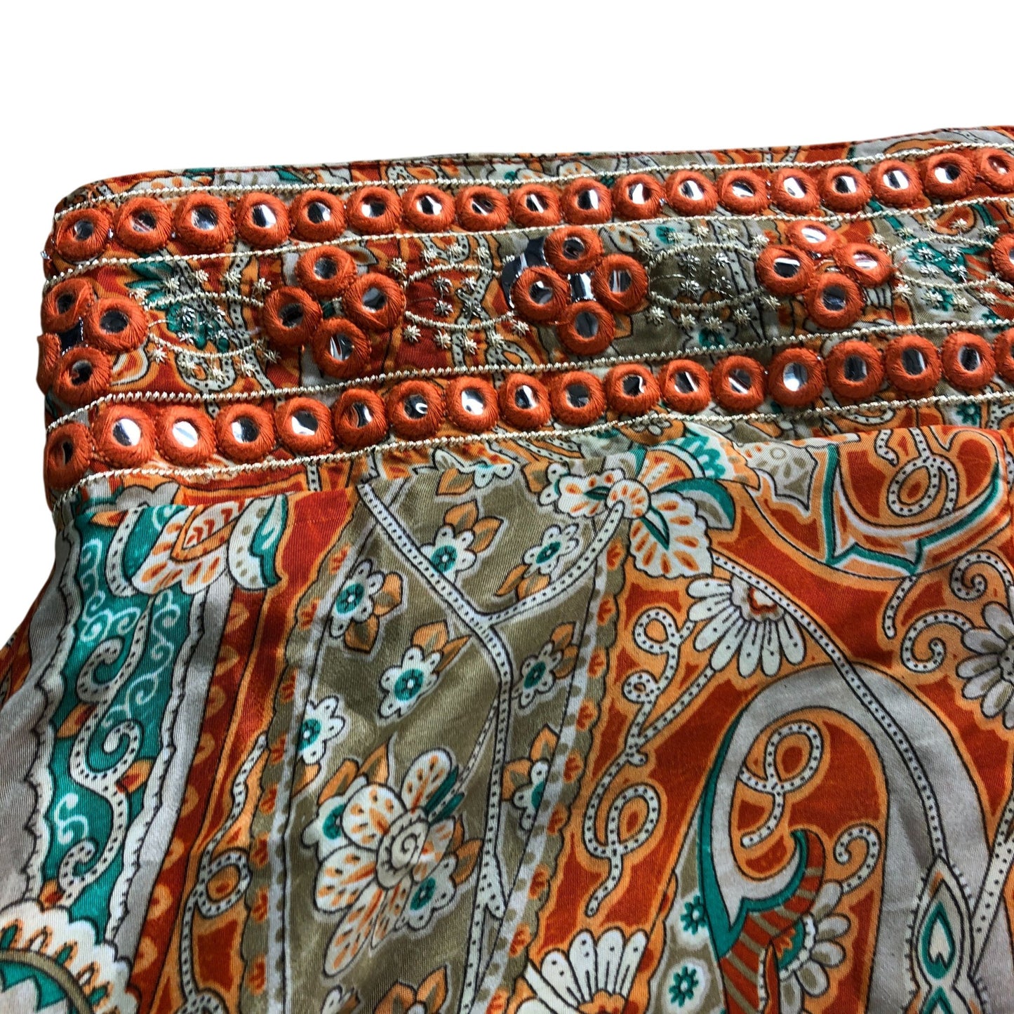 Wild Flower UK M Women's Bohemian Print Orange Wide Leg Trousers