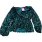Lipsy Sequin Blouse UK12 Women's Green Long Sleeve Party Top