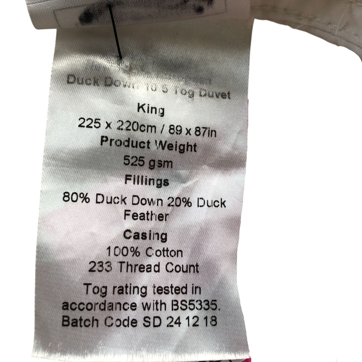 Duck Down & Feather King Size Duvet 10.5 Tog 225x220cm White