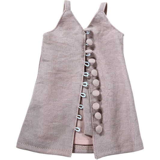 I'm A Girly Doll Dress Set Beige Spaghetti Strap Buttons Outfit For Dolls