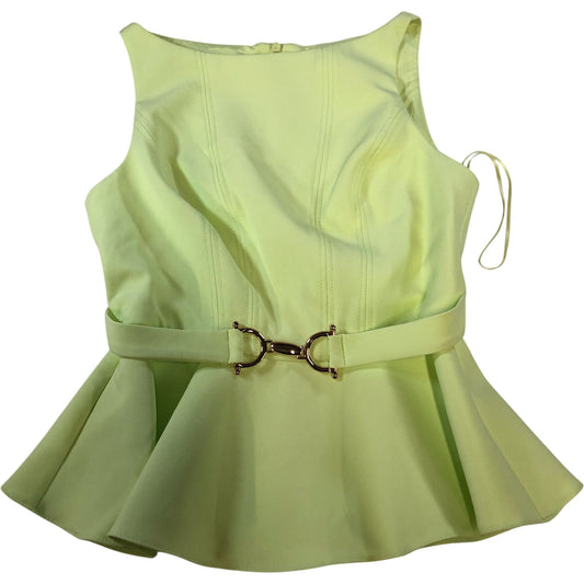 River Island UK8 Peplum Top Women Green Sleeveless With Belt Elegant Style
