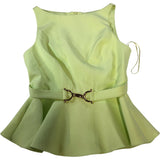 River Island UK8 Peplum Top Women Green Sleeveless With Belt Elegant Style