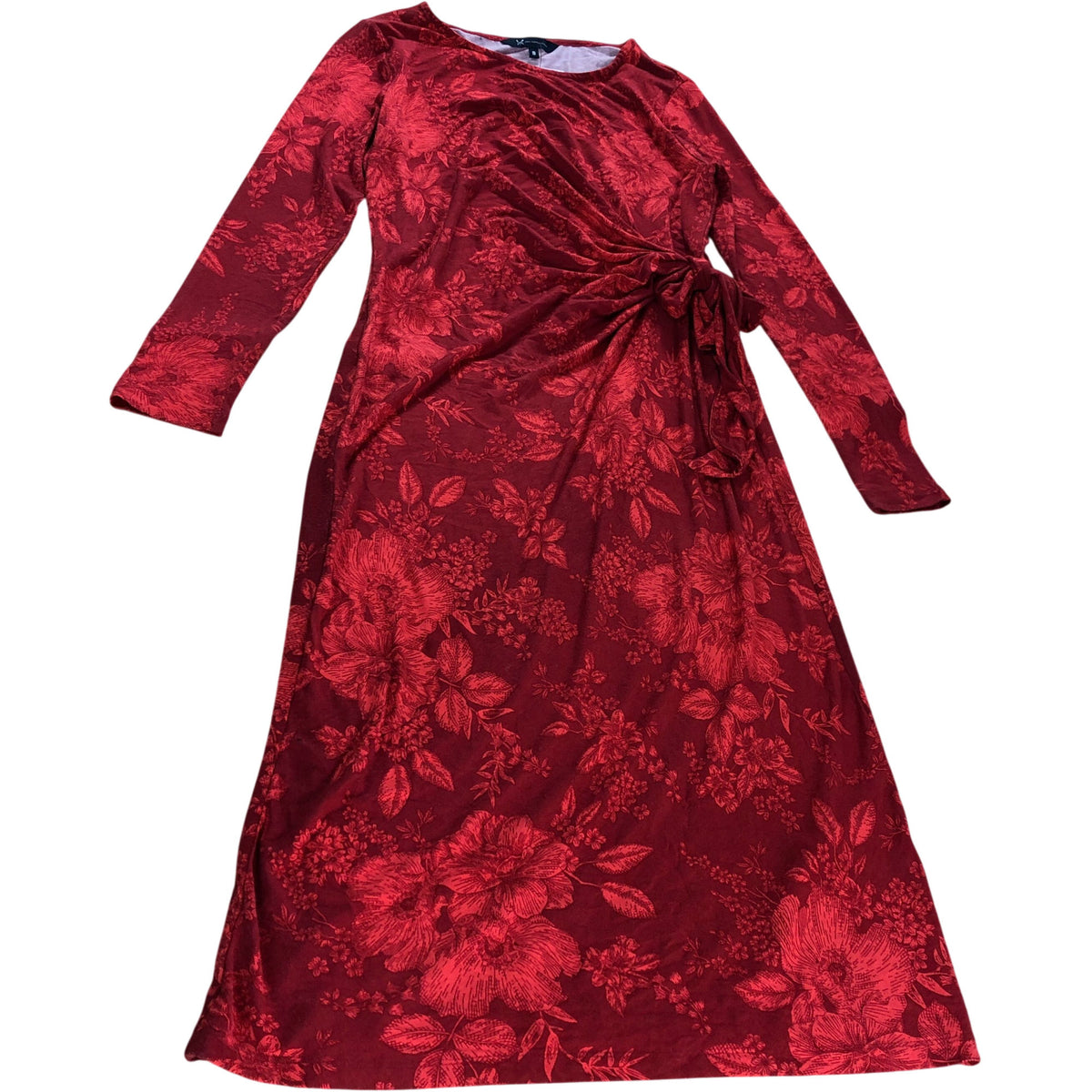 Crew Clothing Company Floral Midi Dress Size 8 Women's Long Sleeve Red