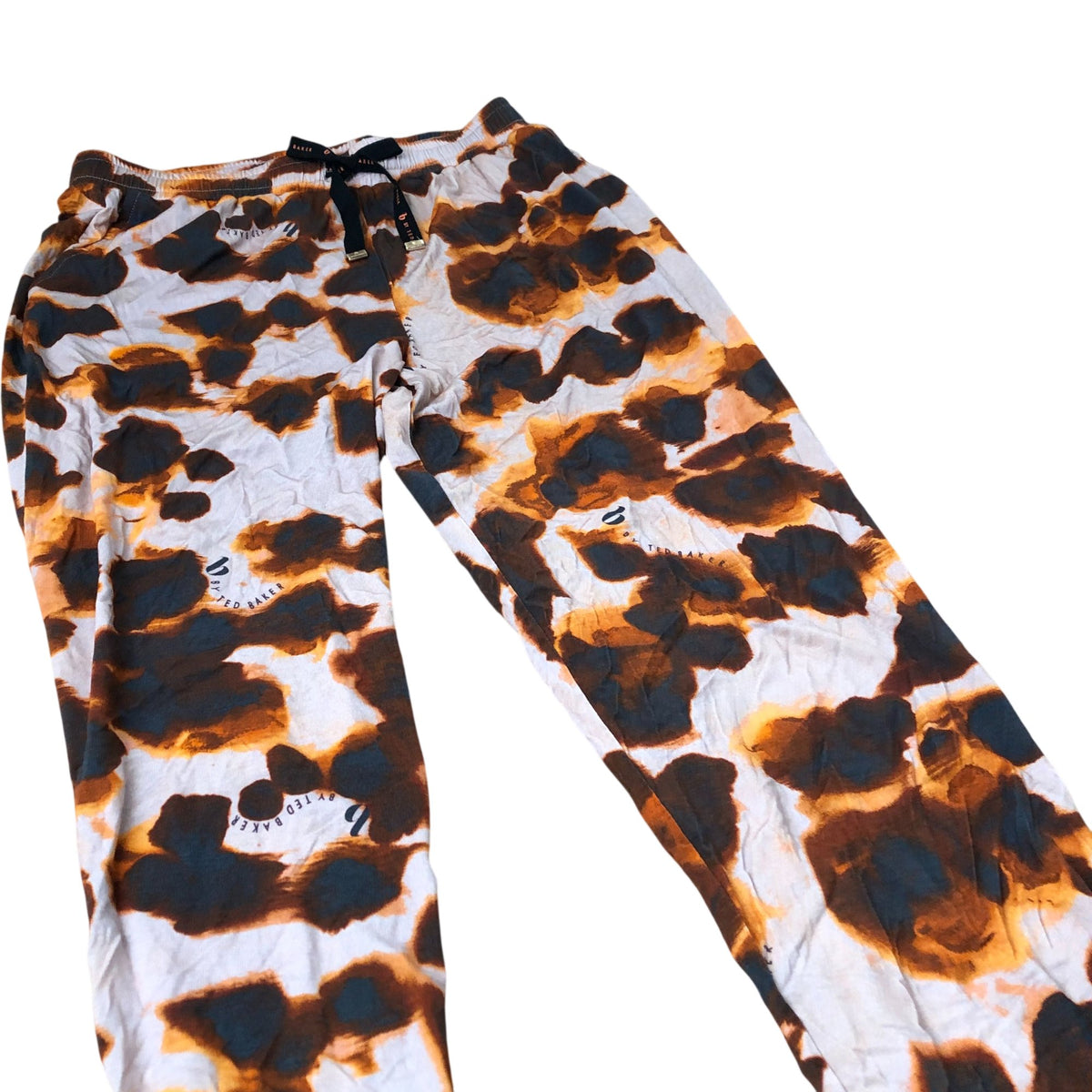Women's Nightwear Orange Brown Animal Print Jogger Pants UK12