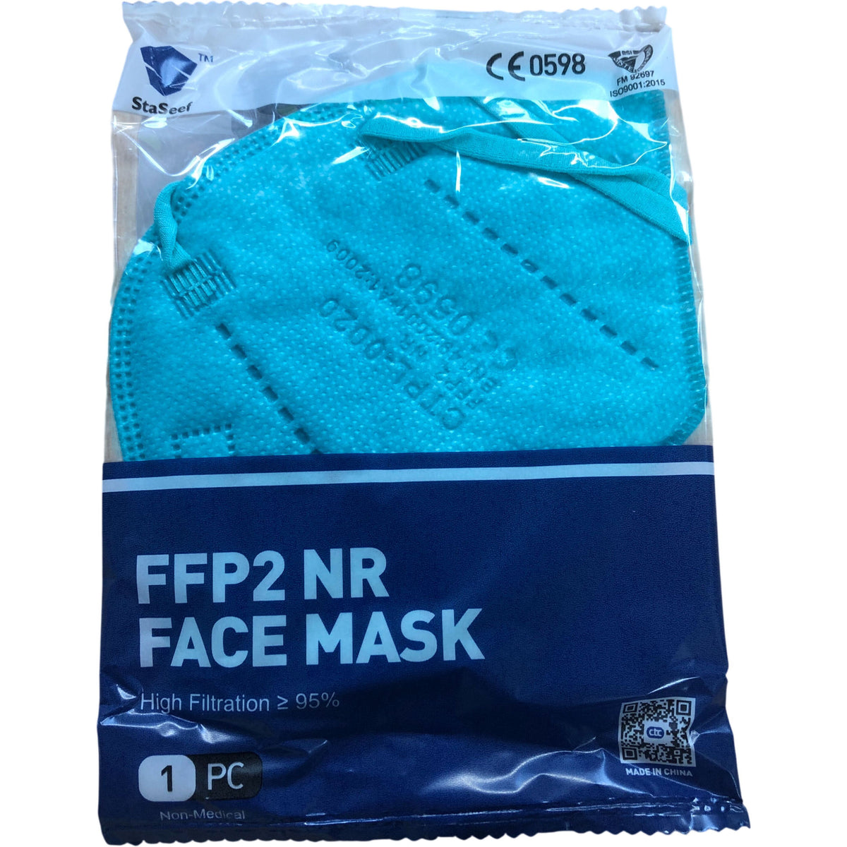StaSeef FFP2 NR Face Mask 20 Pack High Filtration 94 Percent Non Medical