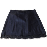 River Island Black Skirt UK12 Women's Lace Trim A-Line Style Satin Material