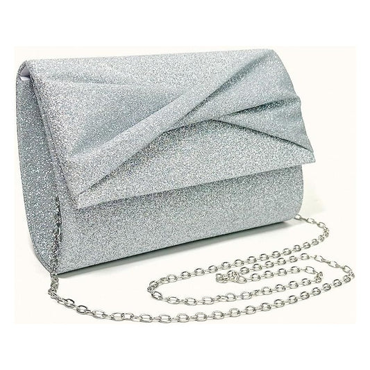 Silver Glitter Clutch Bag Evening Handbag Party Accessory