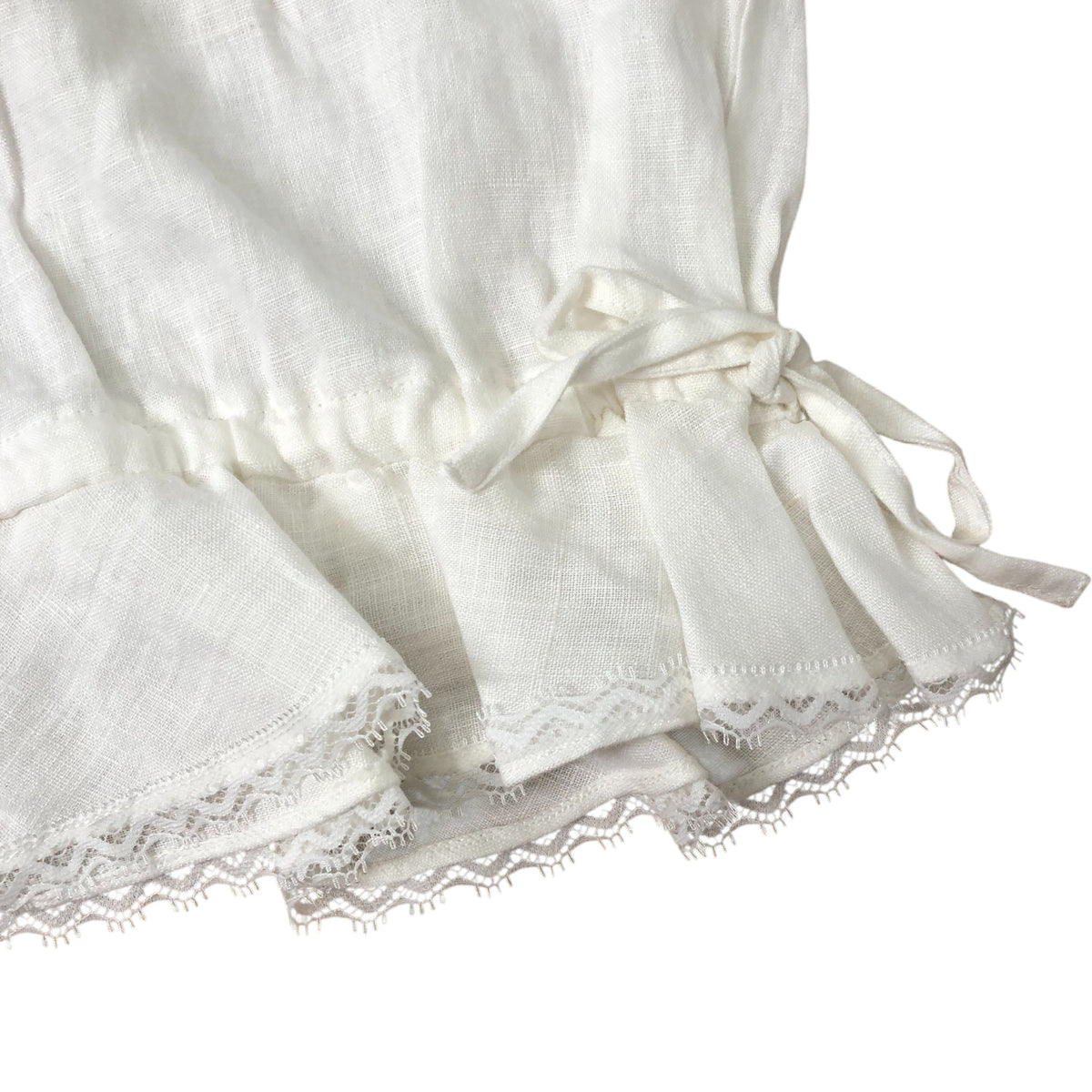Capri Ivory Linen Ruffle Hem Trousers Size S Regular