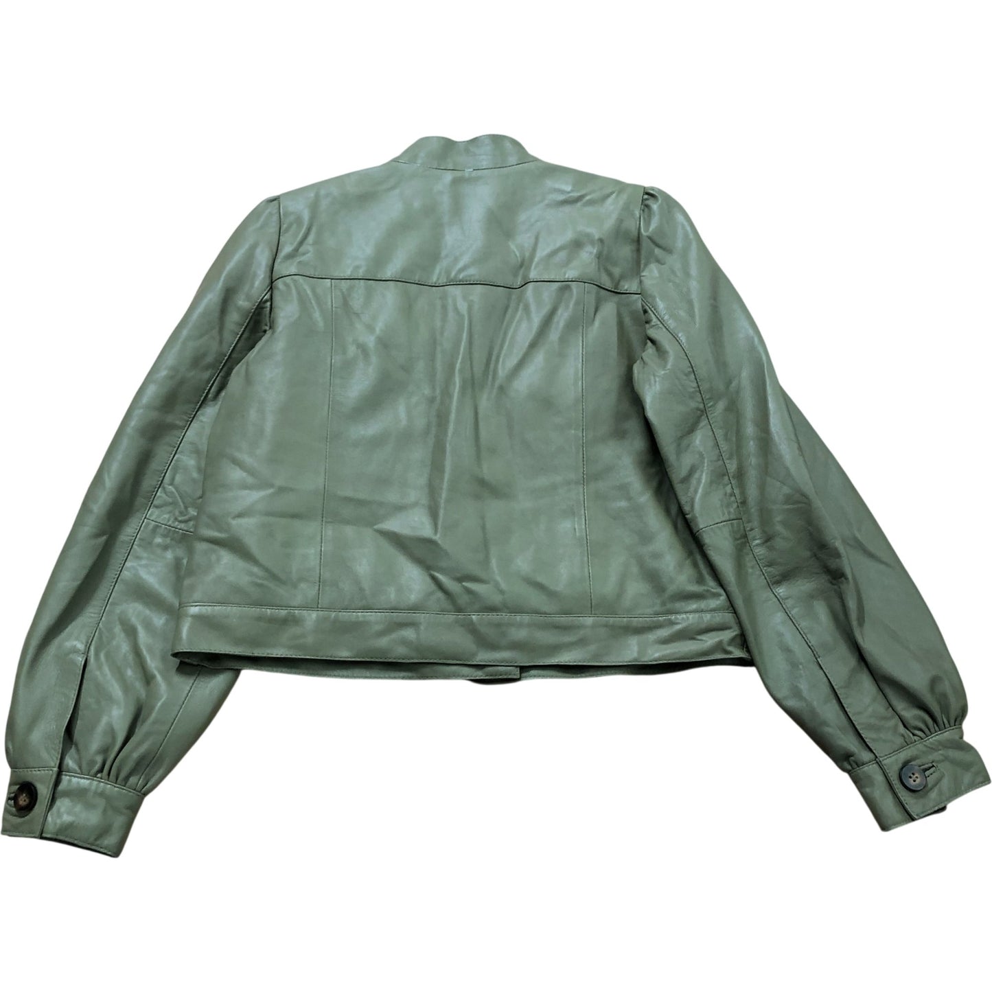 Green Leather Puff Sleeve Jacket Size S