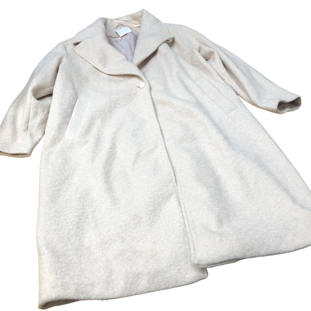 Longline Coat Women's Warm Soft Cream Polyester Outerwear UK22