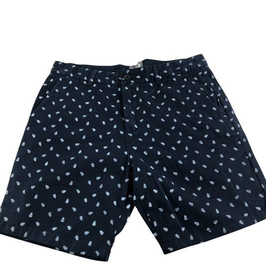 Fluid Men's Casual Shorts 100% Cotton Blue Leaf Pattern Medium