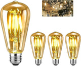 LED Filament Light Bulbs 3 Pack E27 Base 40W Clear Glass Vintage Style White