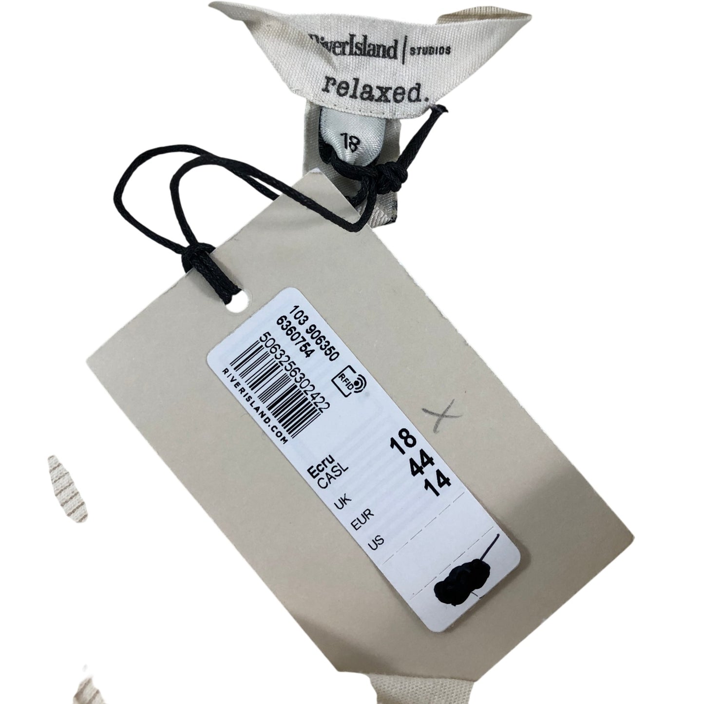 River Island Relaxed Ecru Top UK18 Women's Lace Detail Short Sleeve Casual