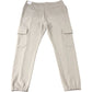 River Island Slim Fit Cargo Trousers UK L Jersey Light Stone Elasticated Cuff