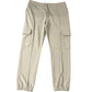 River Island Slim Fit Cargo Trousers UK L Jersey Light Stone Elasticated Cuff