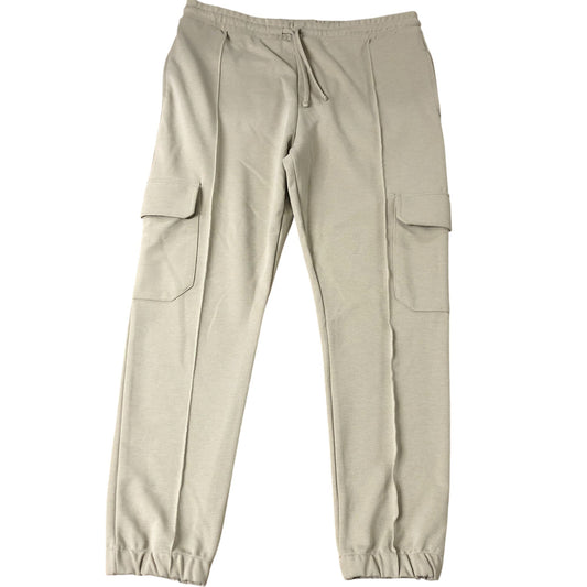 River Island Slim Fit Cargo Trousers UK L Jersey Light Stone Elasticated Cuff