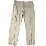 River Island Slim Fit Cargo Trousers UK L Jersey Light Stone Elasticated Cuff