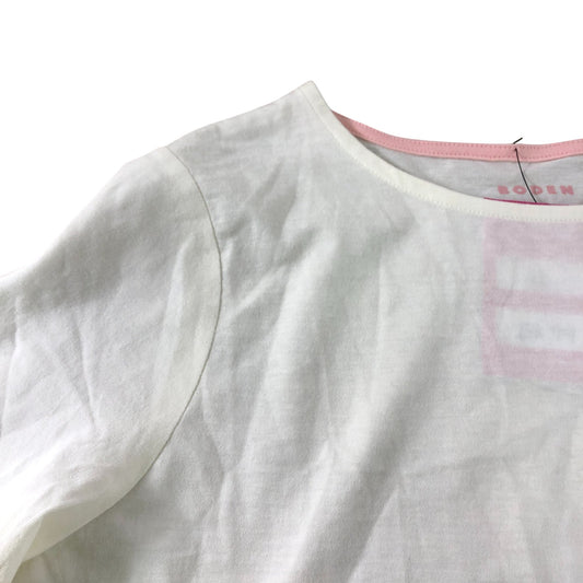 Boden White Long Sleeve Striped Cuff Top - Size 10