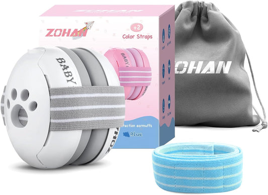 ZOHAN Baby Hearing Protection Earmuffs Ear Muffs Adjustable Blue Straps