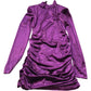 Long Sleeve Ruched Mini Dress UK 12 Women's Velvet Purple Party Wear
