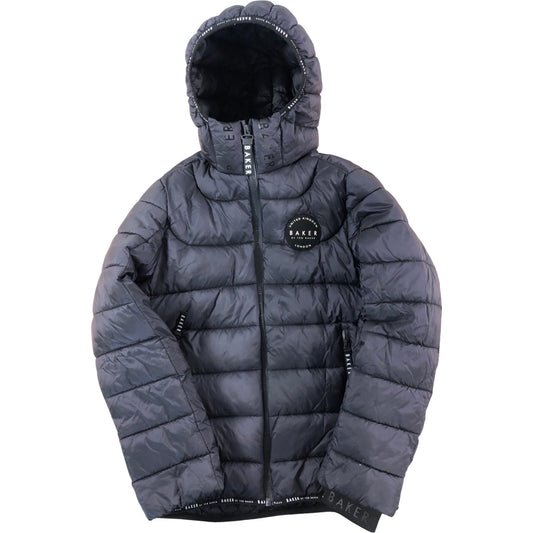 Ted Baker Puffer Jacket Size 10 Years Boys Black Hooded Fleece Warm