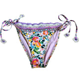 River Island UK14 Women Floral Print Swim Briefs Pink Tie Side Bikini Shorts