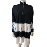 Branded Tie Dye Dress 12 Women's Black White Zip Neck Style