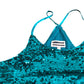 Dancing Leopard Sequin Tank Top Women's Teal Sparkly