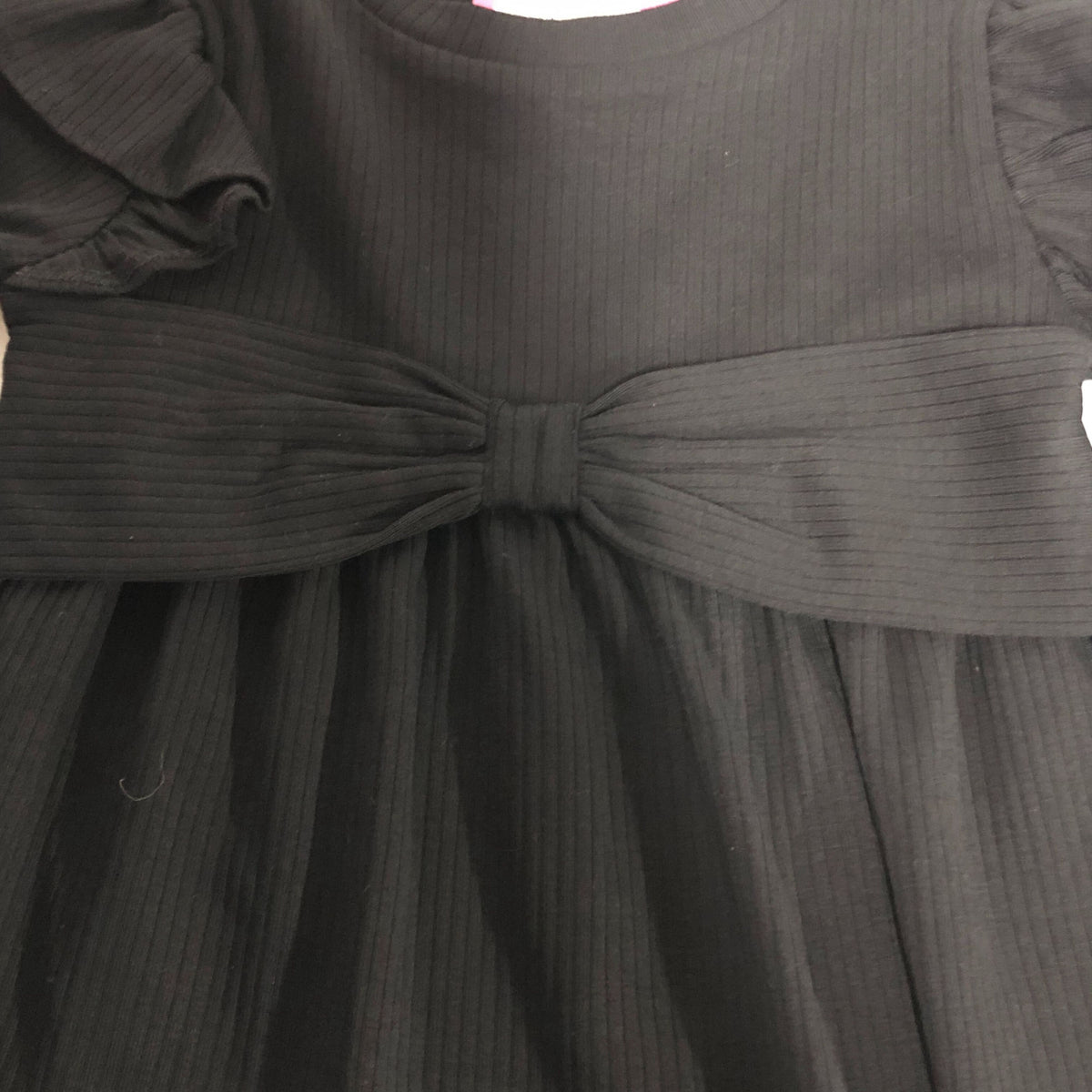 River Island Dress UK Size 2-3 Years Girls Long Sleeve Black Bow Detail