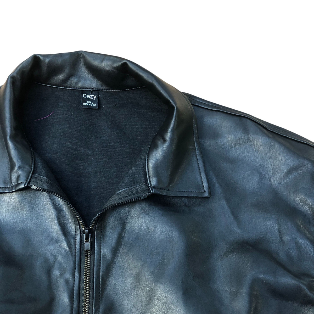 Dazy Black Vegan Leather Cropped Jacket Size L