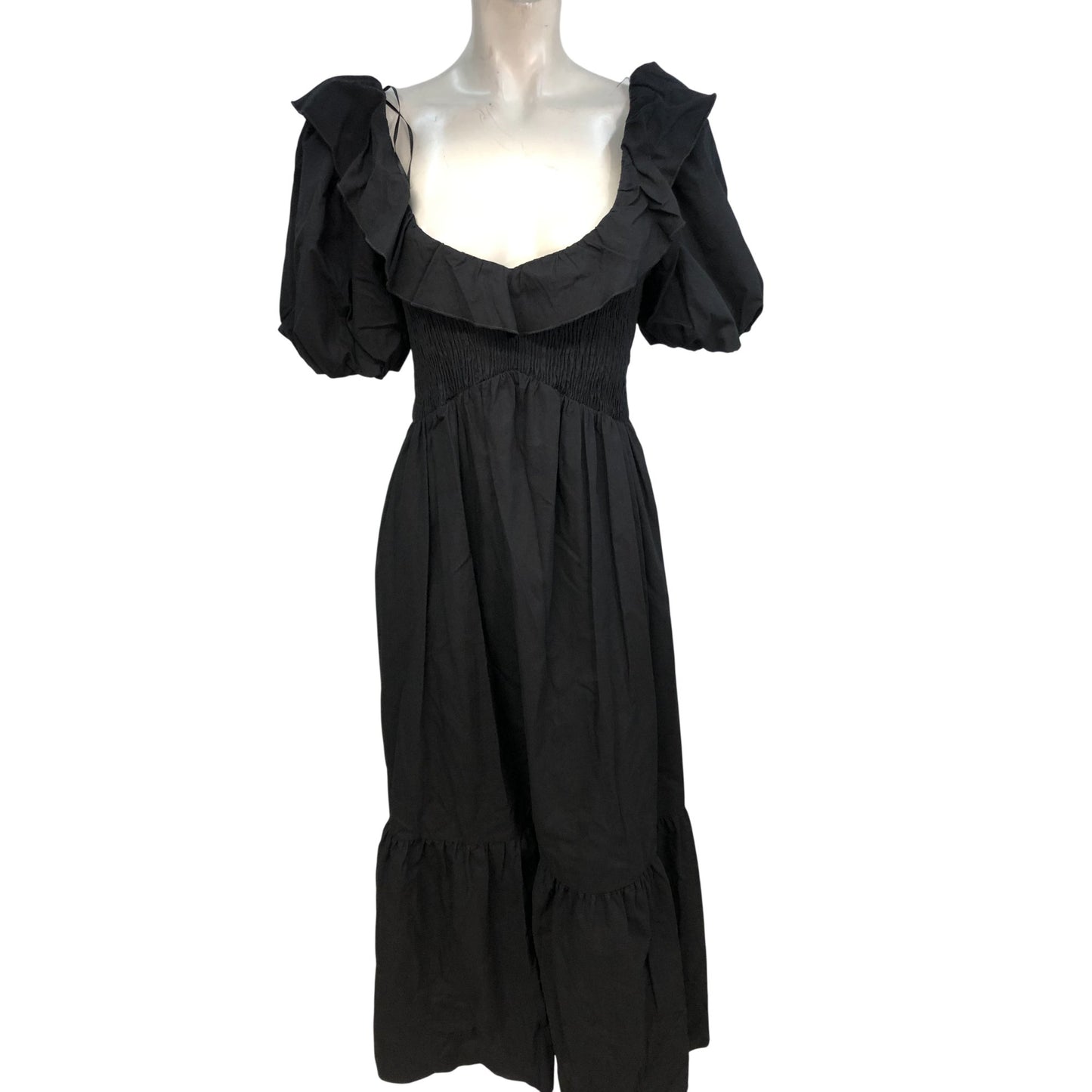 River Island Studio Black Dress UK14 Women's Puff Sleeve Ruffle Design