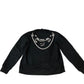 River Island Women's Size S Black Sweatshirt with Faux Pearl Neckline Detail