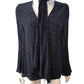 Women's Blouse UK12 Black Red Polka Dot V Neck Tie Sleeve Top