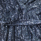 Party Dress UK26 Women's Long Sleeve Wrap Sequin Navy Evening Gown