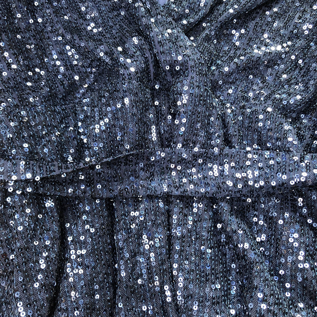 Party Dress UK26 Women's Long Sleeve Wrap Sequin Navy Evening Gown