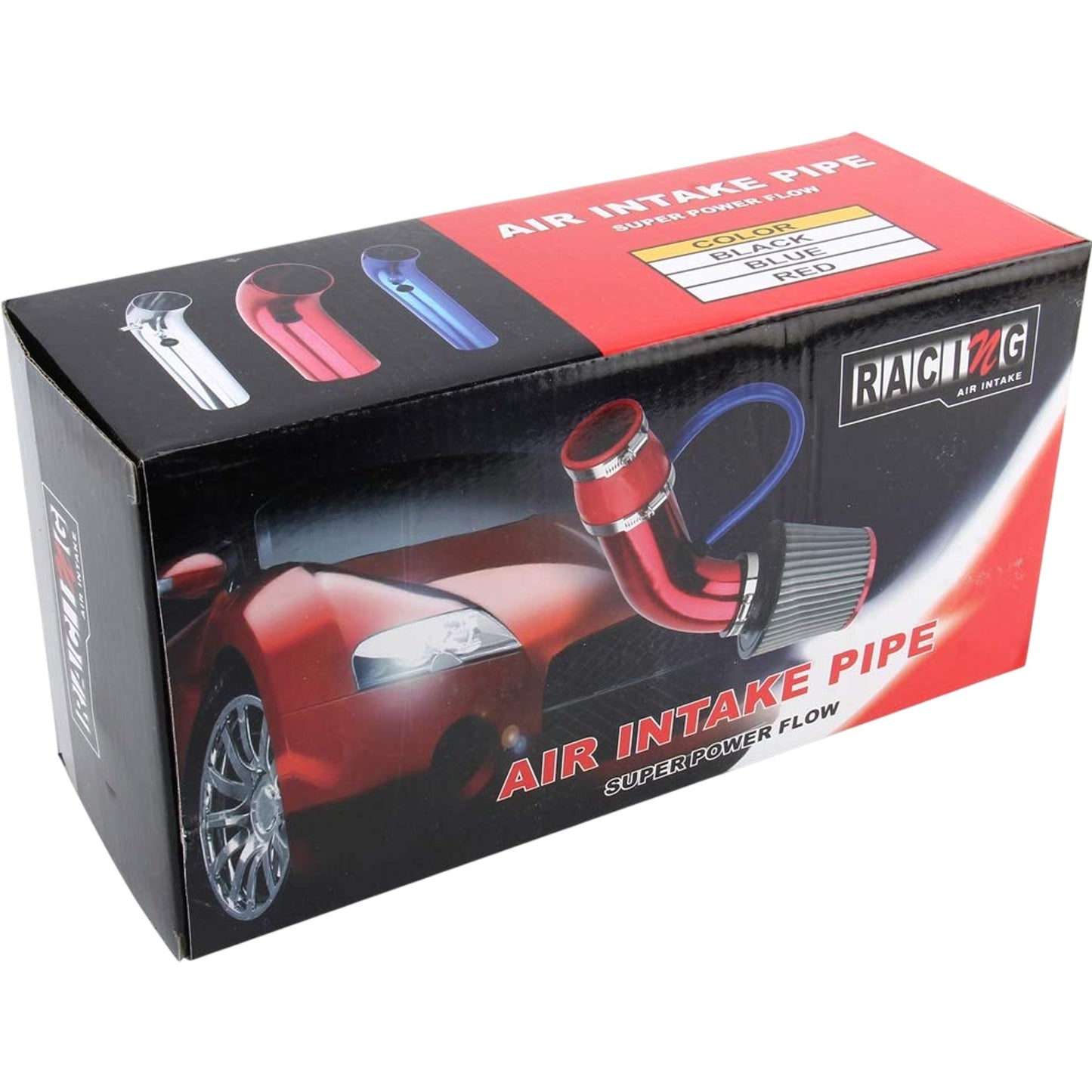 RACING Air Intake Pipe Super Power Flow Red Aluminium Replacement Upgrade Silver