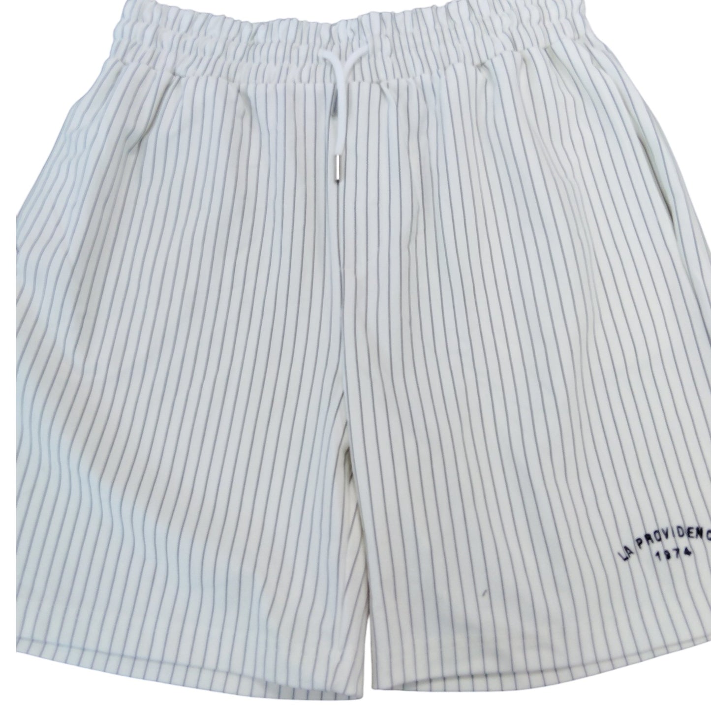River Island Unisex Shorts Size S White Striped Elastic Waistband