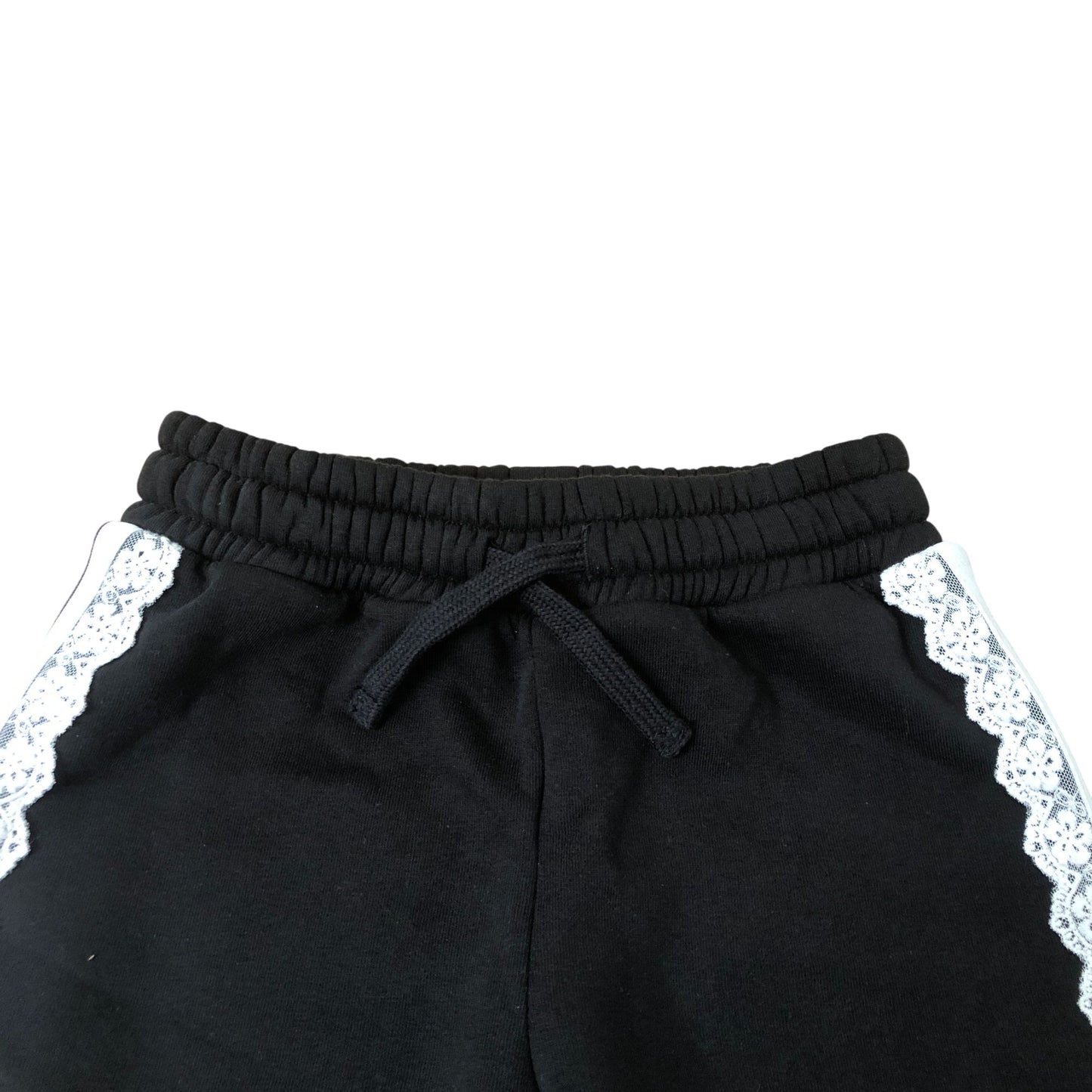 River Island Girls Black Trousers 7-8 Years Lace Detail Athletic Style