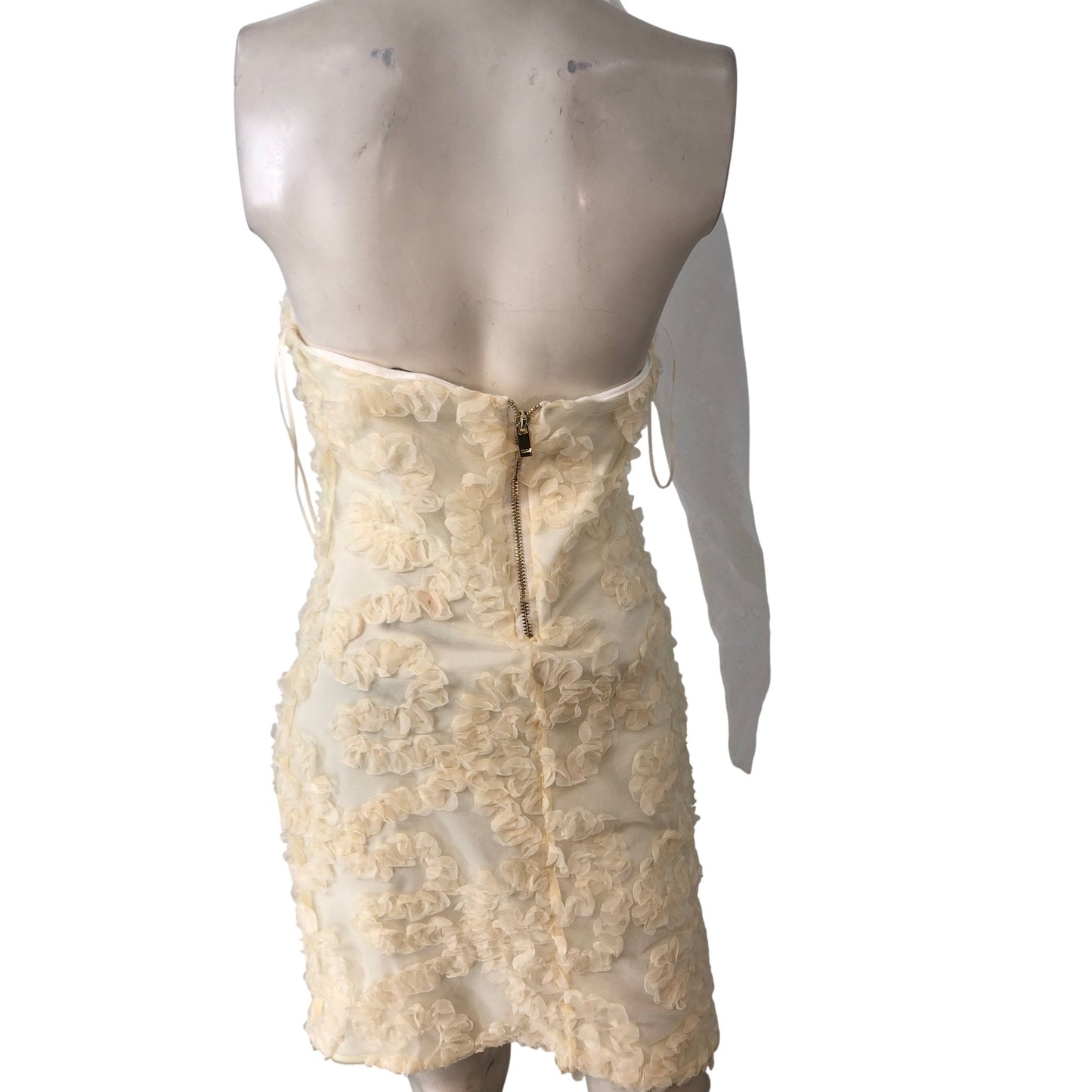 River Island Women's Cream Floral Fitted Dress Size M Elegant Party Dress